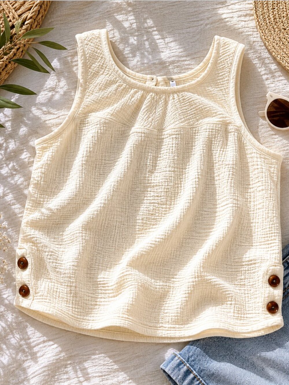 KÜHL Women’s Organic Cotton Gauze Tank Top Ivory Cream Size Small